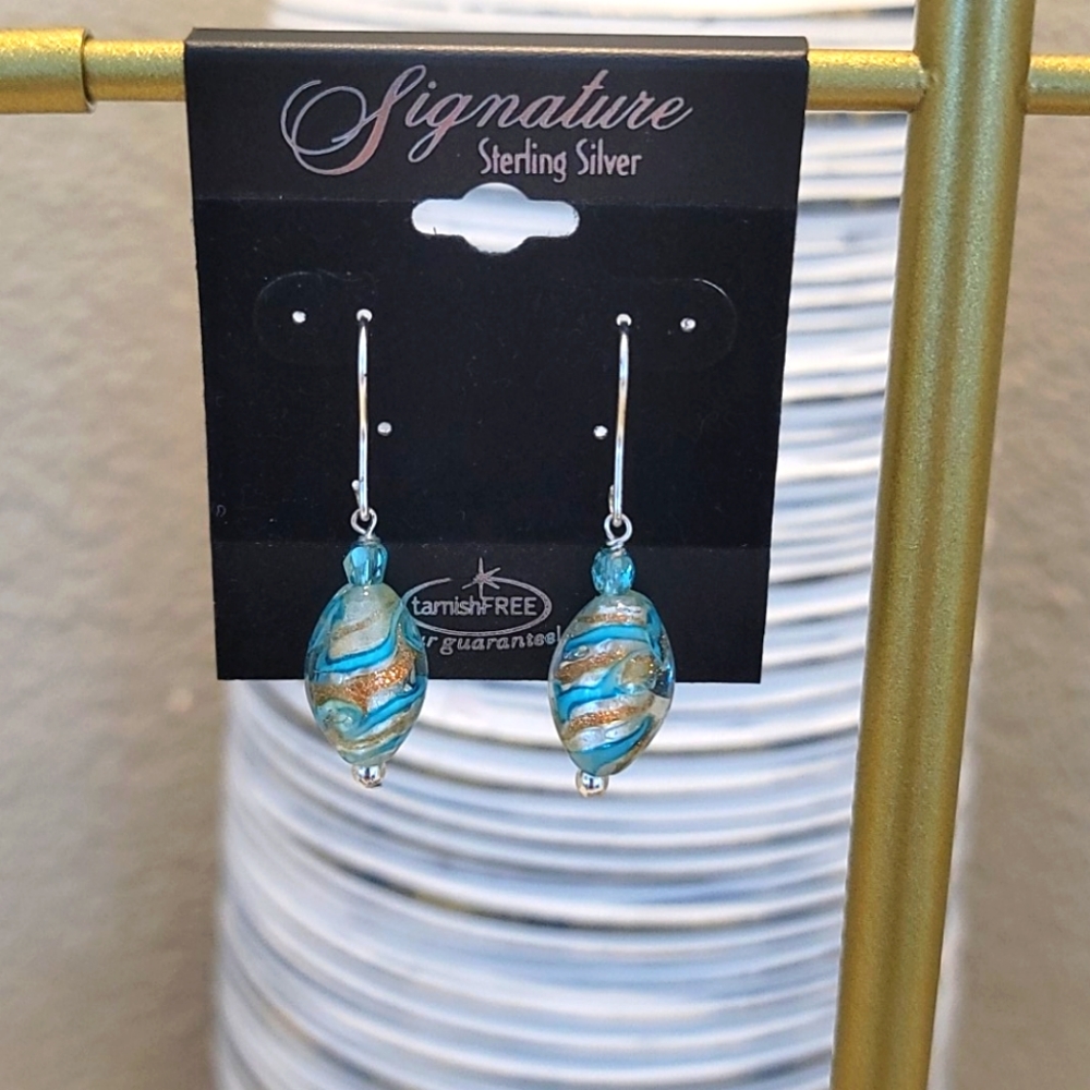 Signature Sterling Silver Glass Earrings